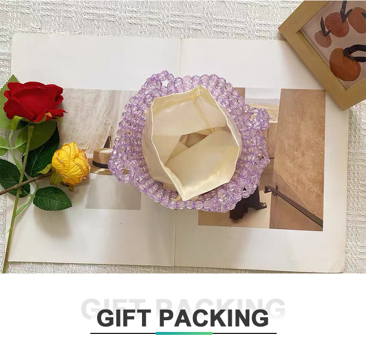 Acrylic Beaded Bucket Bag – Faceted Beads, 18×15cm, Green/Purple Top Handle Purse Acrylic Beaded Bucket Bag – Faceted Beads, 18×15cm, Green/Purple Top Handle Purse