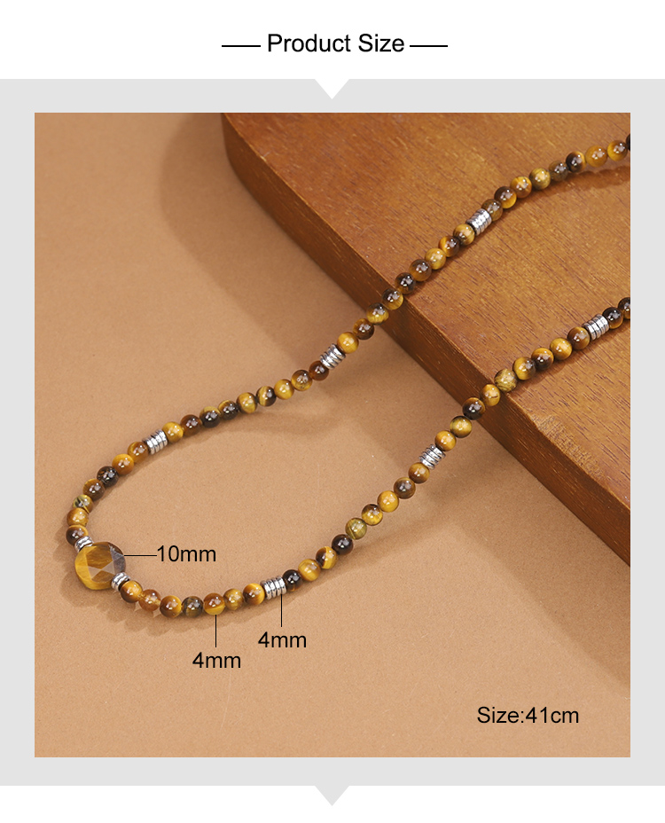 Natural Gemstone Beaded Necklaces Set – Green Aventurine, Rose Quartz, Obsidian, Tiger Eye, Amazonite, Amethyst – 41cm Round Beads Jewelry Collection