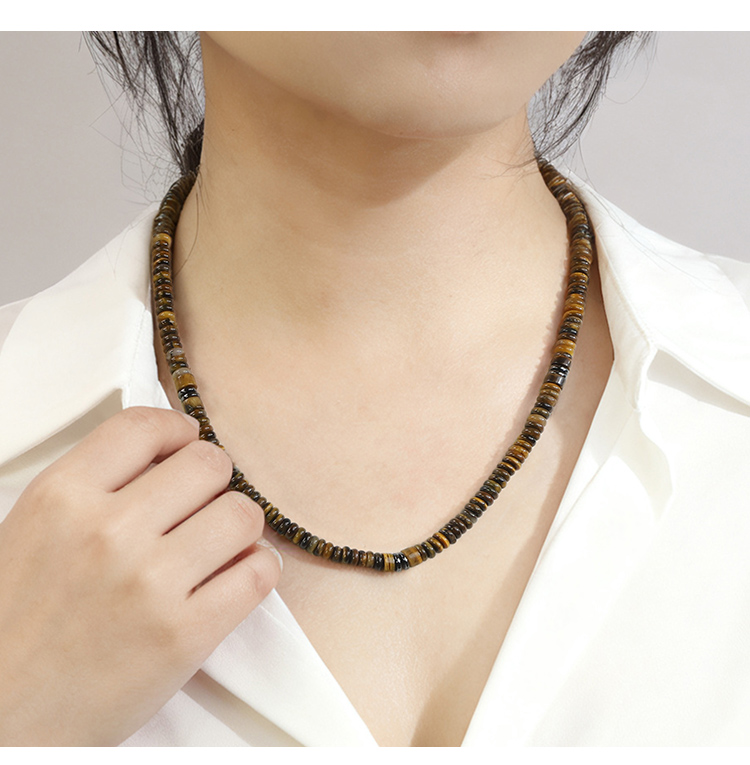 Natural Gemstone Beaded Necklace Collection with Antique Silver Spacers – 6mm Beads