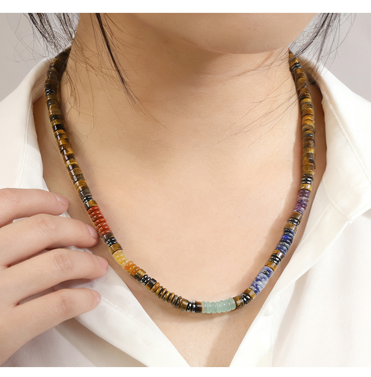 Natural Gemstone Necklace – Yellow Tiger Eye, Green Aventurine