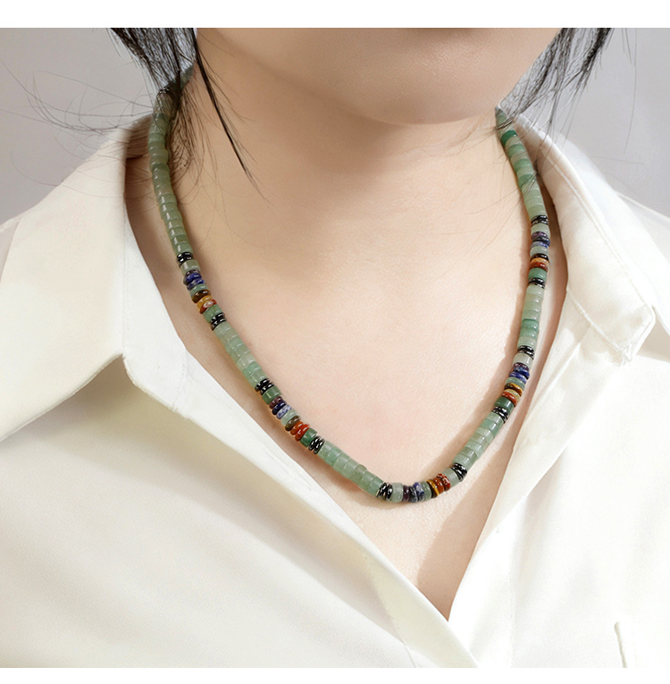Natural Gemstone Necklace – Yellow Tiger Eye, Green Aventurine