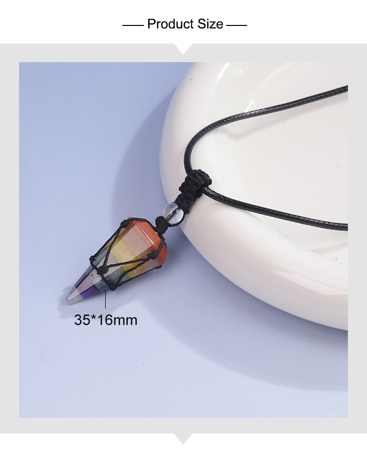 Adjustable Wax Leather Cord Necklace Collection – Natural Gemstone Cone Pendants