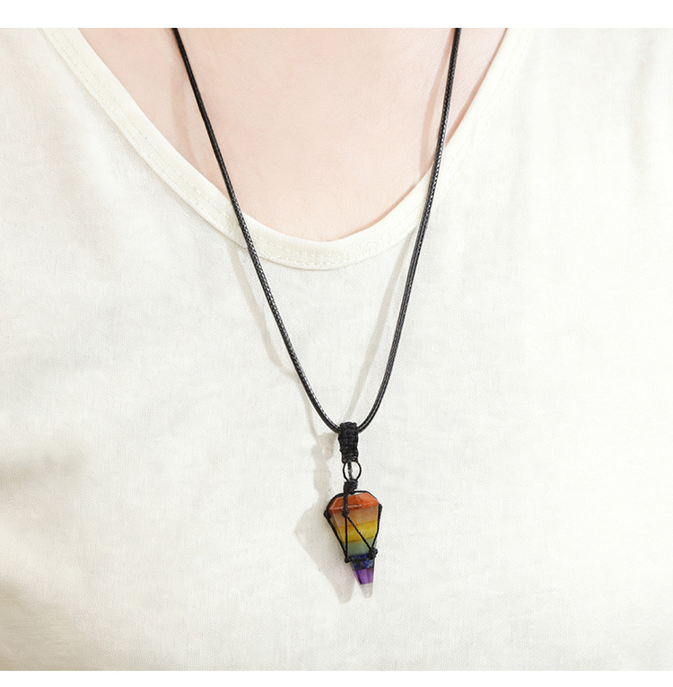 Adjustable Wax Leather Cord Necklace Collection – Natural Gemstone Cone Pendants