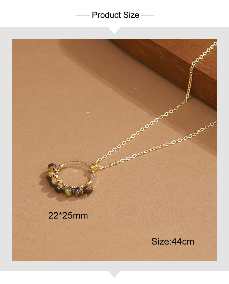 Natural Gemstone Beaded Necklace Collection with Ring Pendant – 4mm Beads