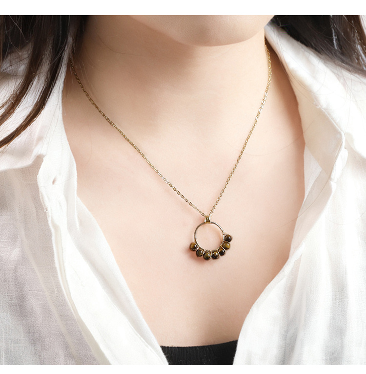 Natural Gemstone Beaded Necklace Collection with Ring Pendant – 4mm Beads