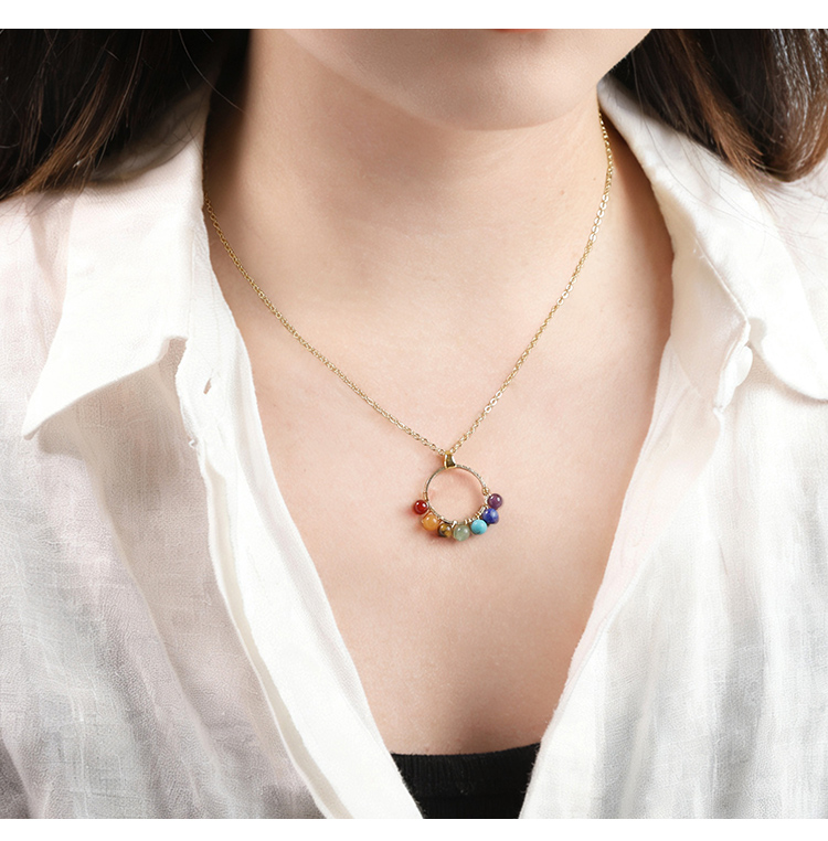 Natural Gemstone Beaded Necklace Collection with Ring Pendant – 4mm Beads