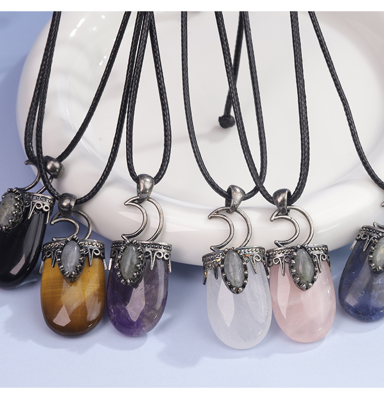 Wholesale Natural Oval Gemstone Necklace Set – Tiger Eye, Obsidian, Lapis Lazuli, Amethyst, Rose Quartz