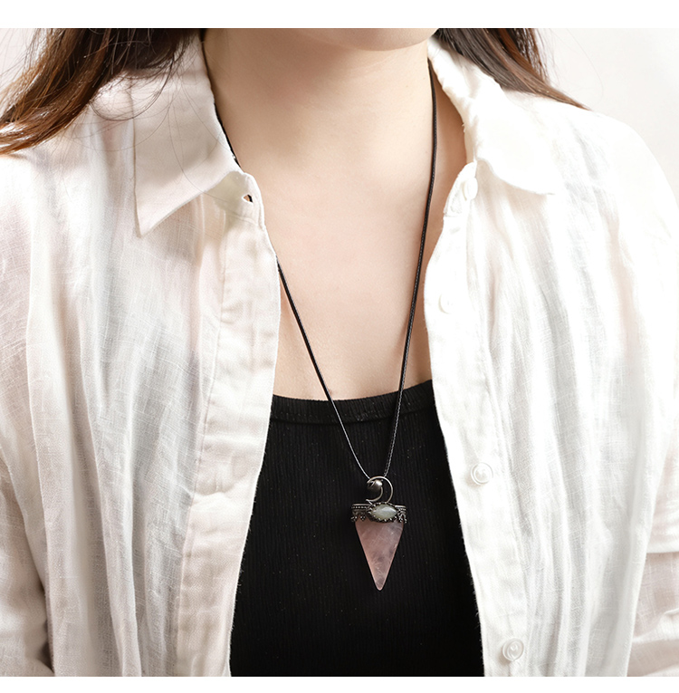 Natural Triangle Gemstone Necklace Set – Lapis Lazuli, Tiger Eye