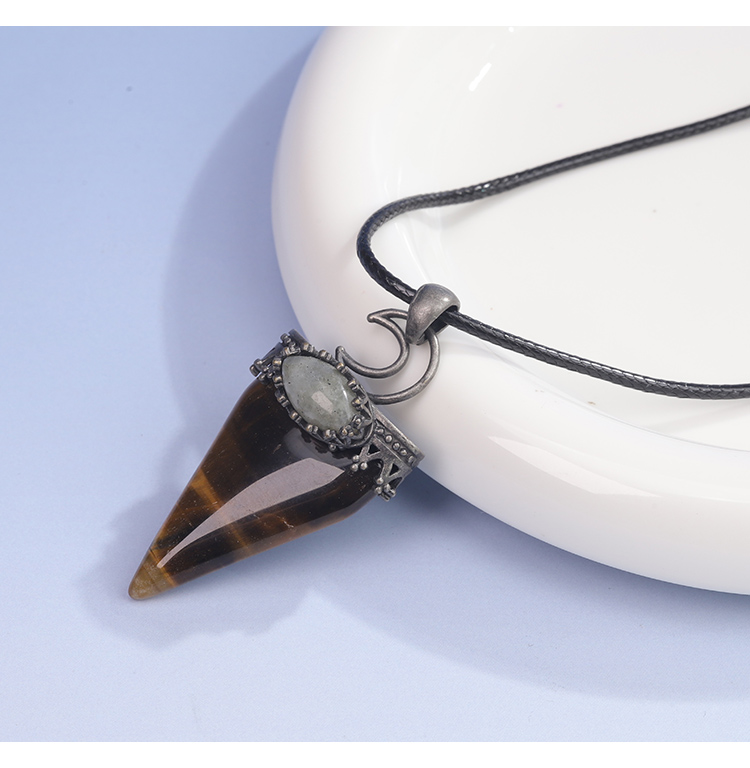 Natural Triangle Gemstone Necklace Set – Lapis Lazuli, Tiger Eye