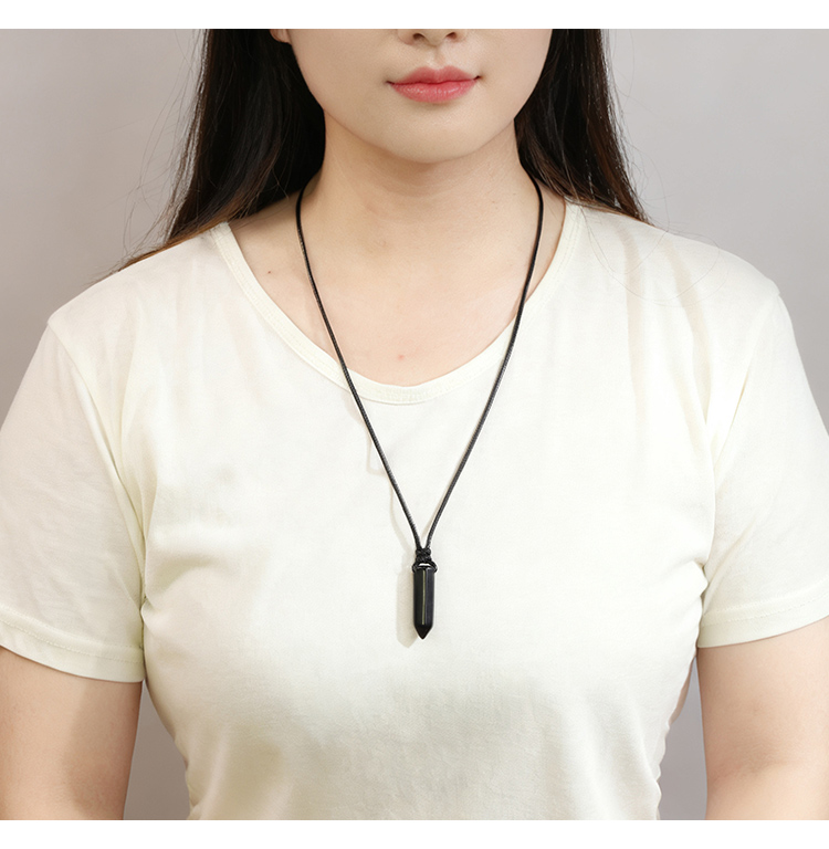 Natural Hexagonal Gemstone Necklace Set – Green Aventurine, Tiger Eye, Obsidian