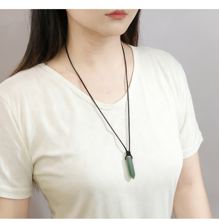 Natural Hexagonal Gemstone Necklace Set – Green Aventurine, Tiger Eye, Obsidian