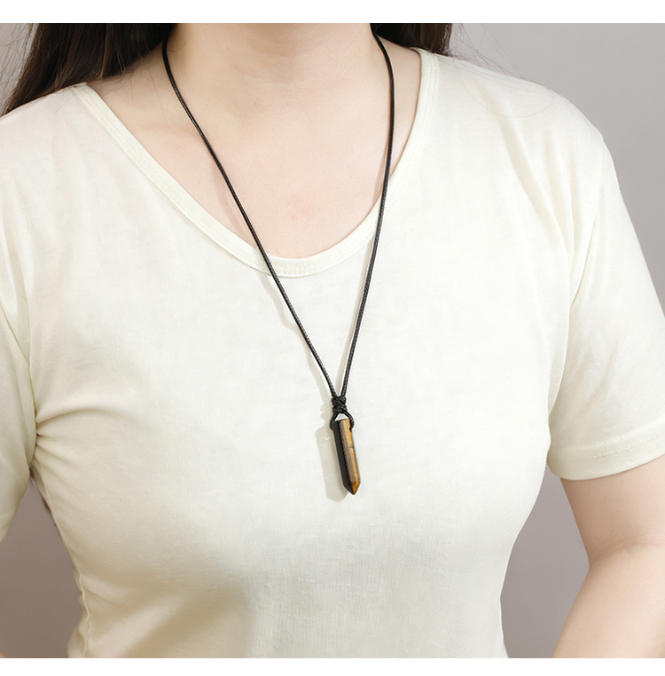 Natural Hexagonal Gemstone Necklace Set – Green Aventurine, Tiger Eye, Obsidian