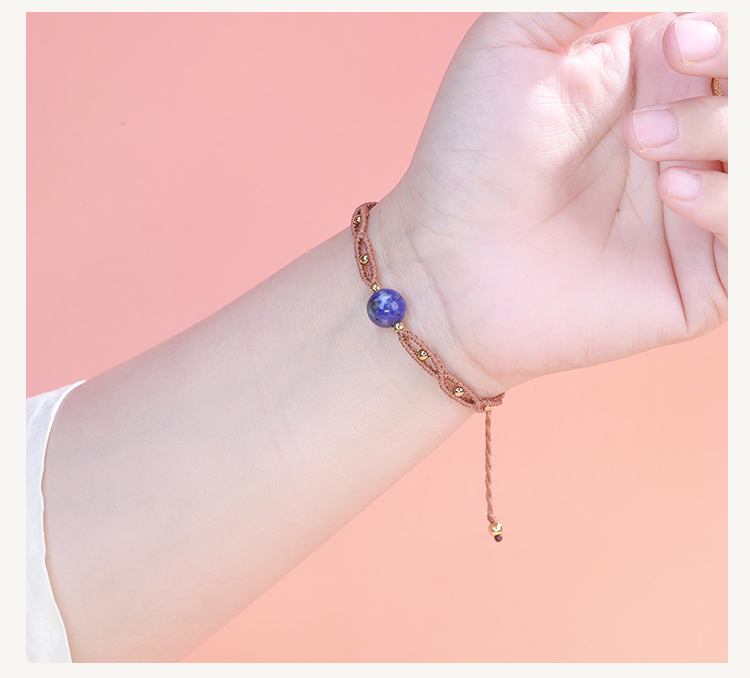 Natural Stone Adjustable Bracelets – Strawberry Quartz, Amethyst, Tiger Eye, Clear Quartz, Lapis, Sunstone, Aquamarine, Multi-Color Chips – Handwoven Cord Jewelry