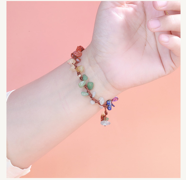 Natural Stone Adjustable Bracelets – Strawberry Quartz, Amethyst, Tiger Eye, Clear Quartz, Lapis, Sunstone, Aquamarine, Multi-Color Chips – Handwoven Cord Jewelry