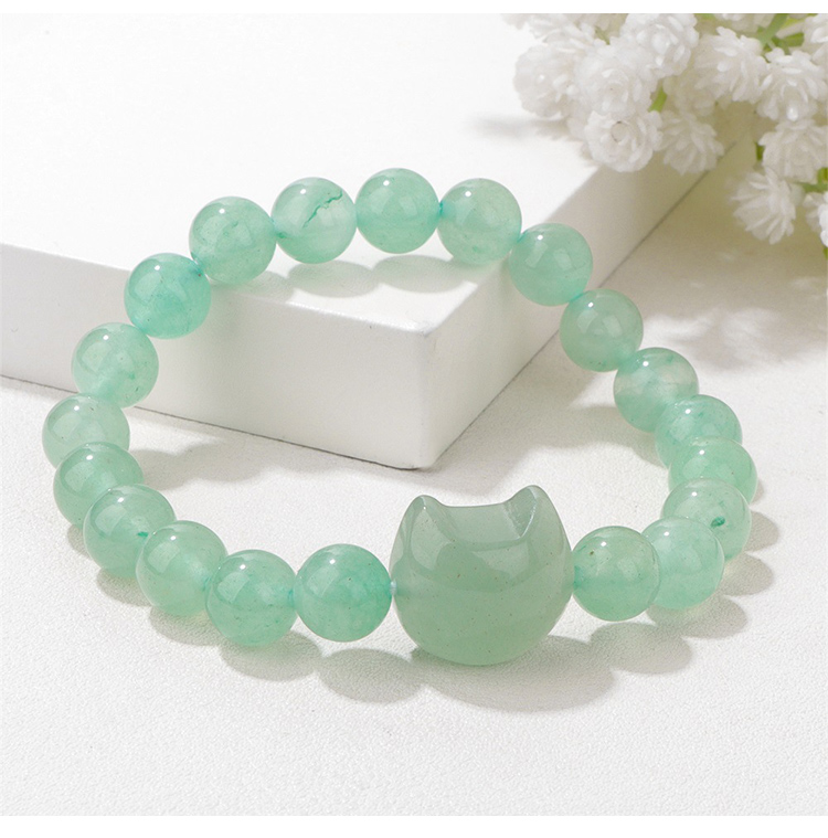 Cat Head Gemstone Stretch Bracelet