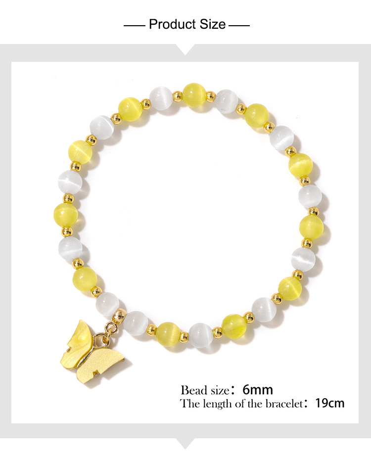 Two-Tone Cat Eye Beaded Bracelet with Gold Beads Two-Tone Cat Eye Beaded Bracelet with Gold Beads