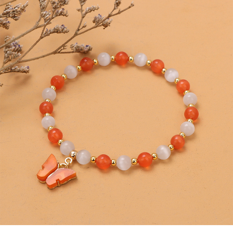 Two-Tone Cat Eye Beaded Bracelet with Gold Beads Two-Tone Cat Eye Beaded Bracelet with Gold Beads