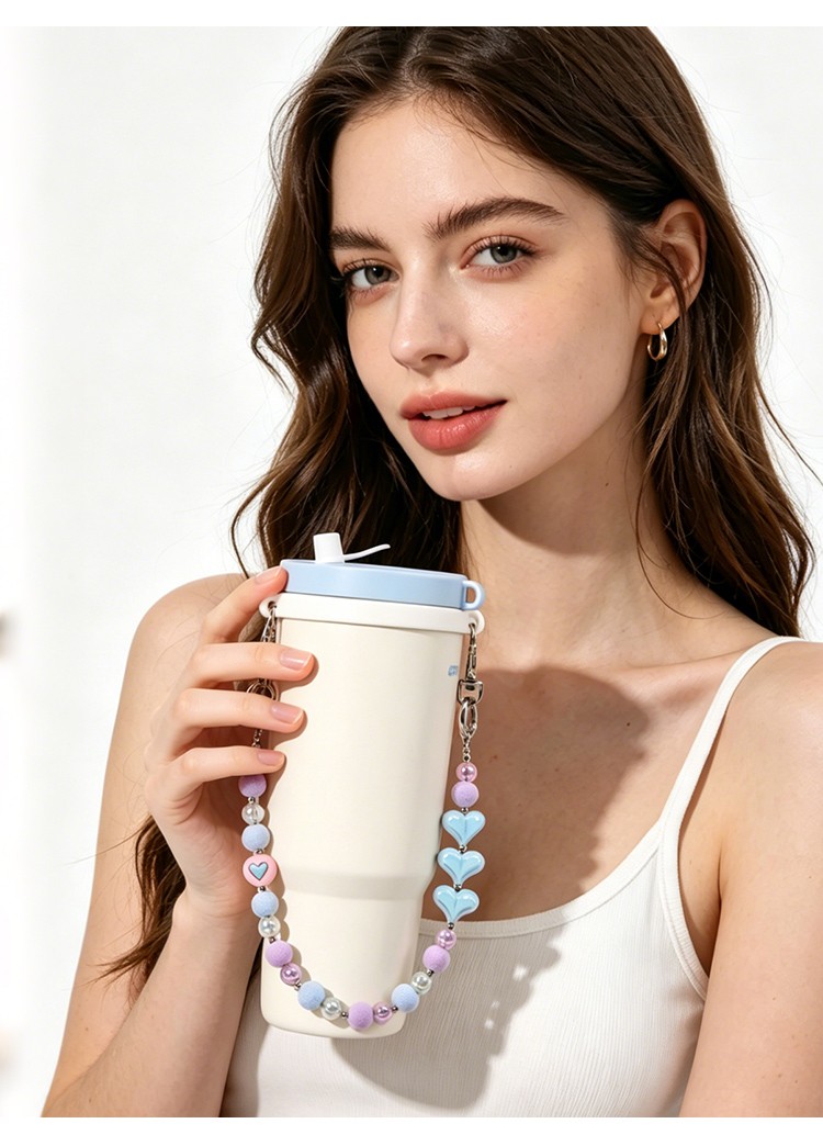 Custom Acrylic Beaded Tumbler Cup Charm Chain for Stanley Cups Custom Acrylic Beaded Tumbler Cup Charm Chain for Stanley Cups