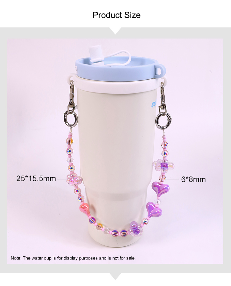 Custom Acrylic Beaded Tumbler Cup Charm Chain for Stanley Cups Custom Acrylic Beaded Tumbler Cup Charm Chain for Stanley Cups