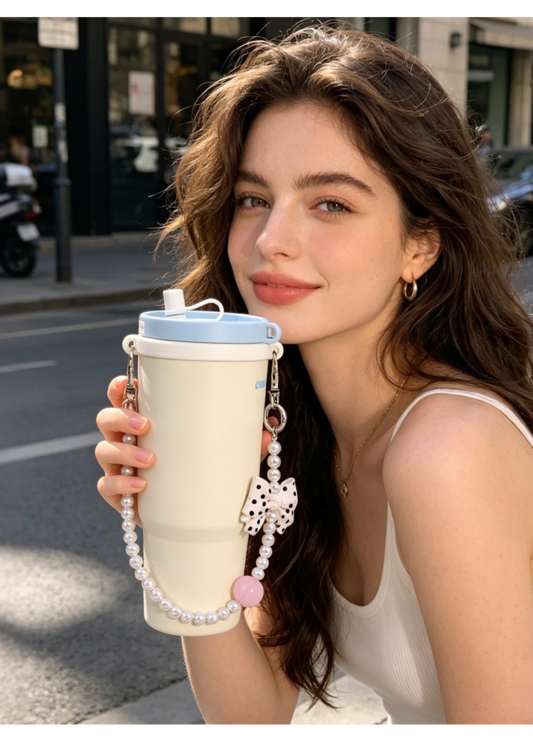 Custom Pearl Beaded Tumbler Cup Charm Chain for Stanley Cups