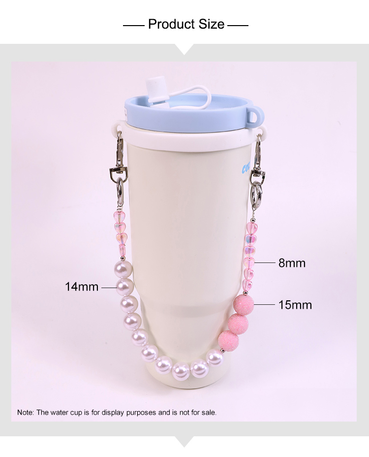Custom Pearl Beaded Tumbler Cup Charm Chain for Stanley Cups