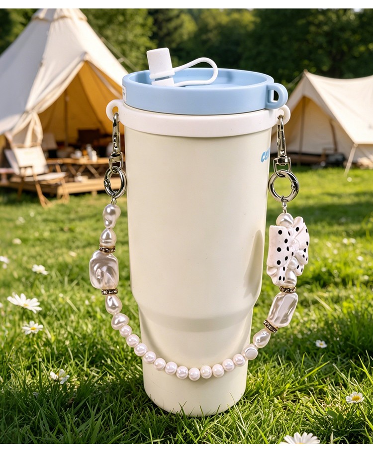 Custom Pearl Beaded Tumbler Cup Charm Chain for Stanley Cups