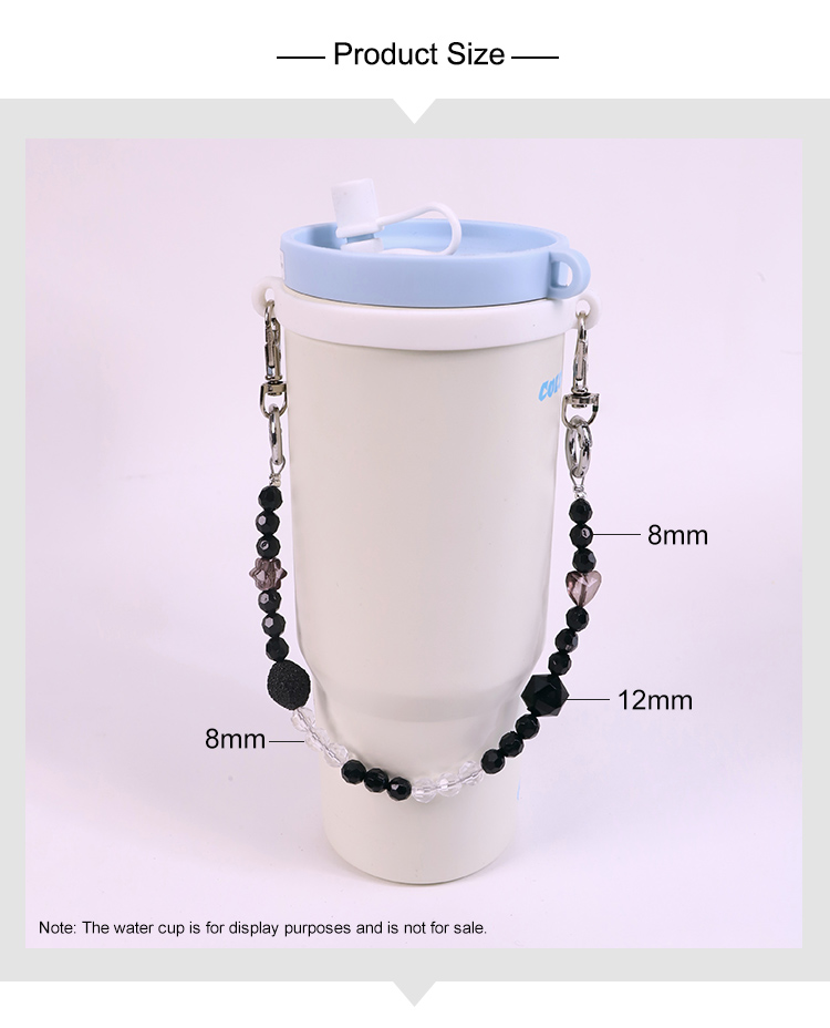 Custom Black Beaded Tumbler Cup Charm Chain for Stanley Cups
