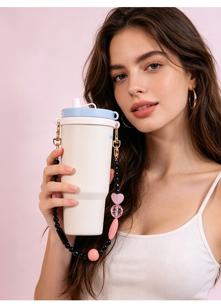 Custom Black Beaded Tumbler Cup Charm Chain for Stanley Cups