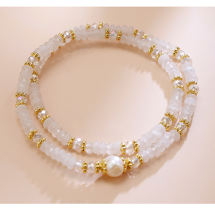 Double Wrap Natural Stone Pearl Beaded Bracelet Double Wrap Natural Stone Pearl Beaded Bracelet