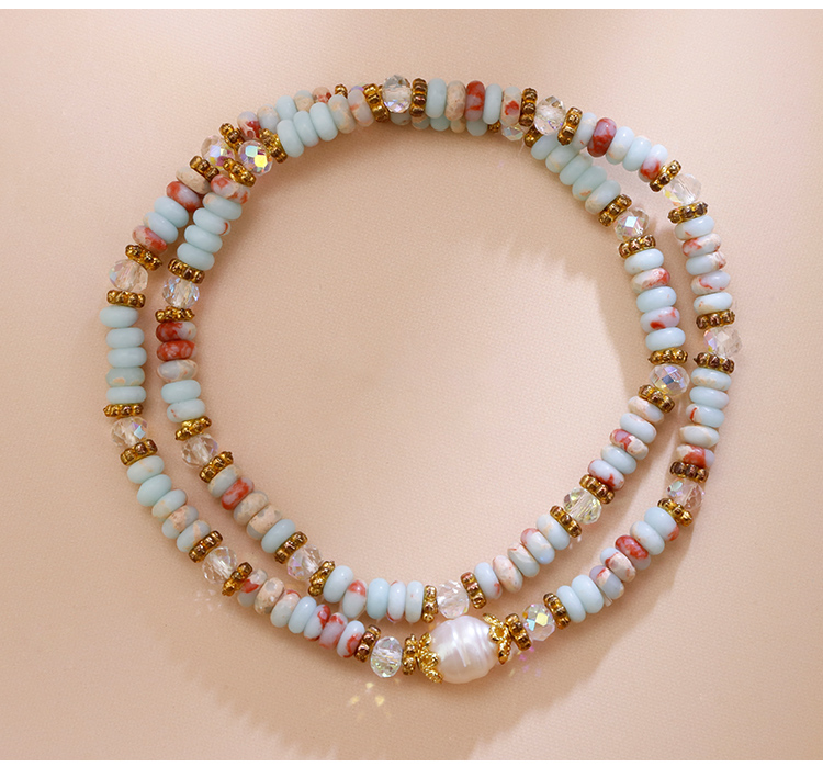 Double Wrap Natural Stone Pearl Beaded Bracelet Double Wrap Natural Stone Pearl Beaded Bracelet