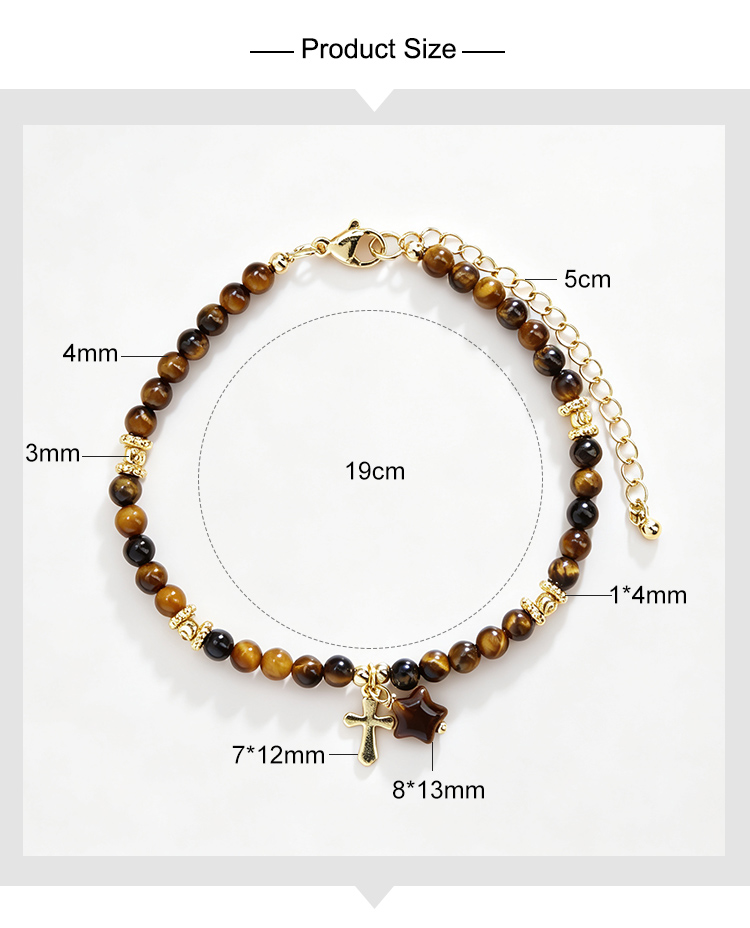 Natural Stone Star Cross Beaded Bracelet Natural Stone Star Cross Beaded Bracelet