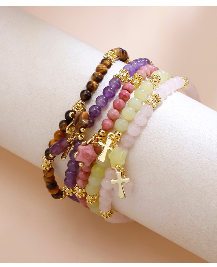 Natural Stone Star Cross Beaded Bracelet Natural Stone Star Cross Beaded Bracelet