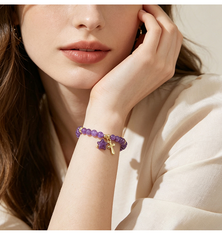 Natural Stone Star Cross Beaded Bracelet Natural Stone Star Cross Beaded Bracelet