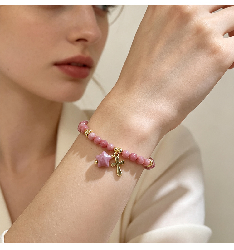 Natural Stone Star Cross Beaded Bracelet Natural Stone Star Cross Beaded Bracelet