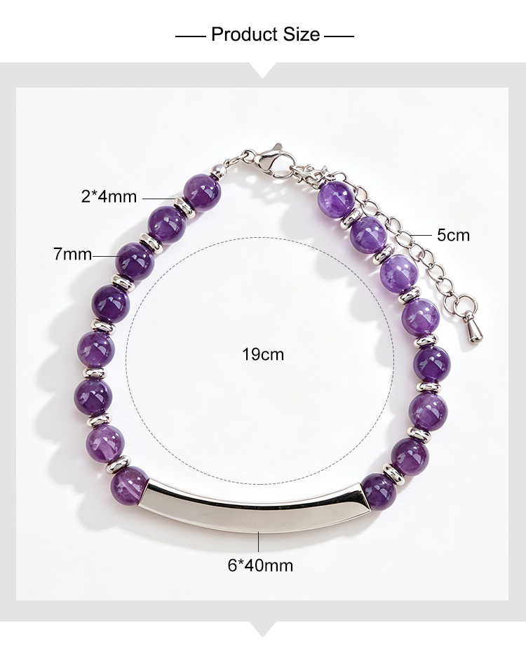 Natural Stone Beaded Bracelet with Stainless Steel Bar Natural Stone Beaded Bracelet with Stainless Steel Bar