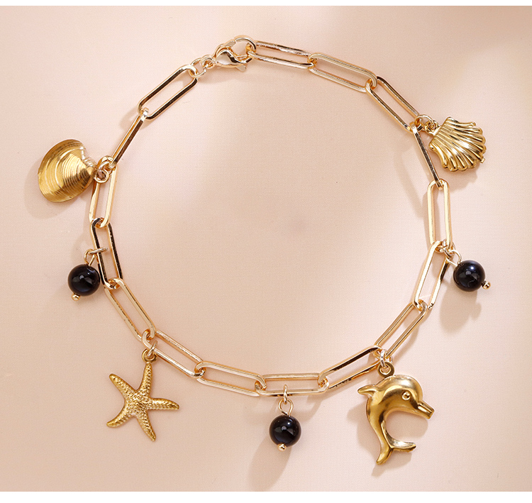Natural Stone Ocean Charm Bracelet with Stainless Steel Charms Natural Stone Ocean Charm Bracelet with Stainless Steel Charms