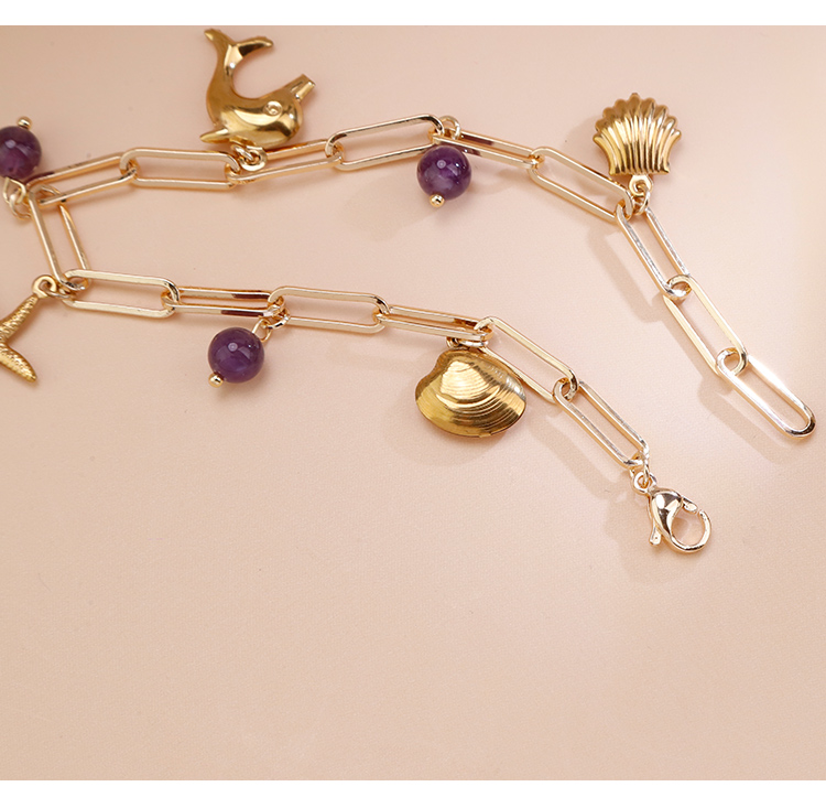 Natural Stone Ocean Charm Bracelet with Stainless Steel Charms Natural Stone Ocean Charm Bracelet with Stainless Steel Charms