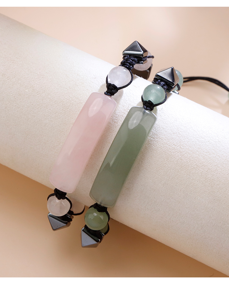 Adjustable Natural Stone Beaded Bracelet with Metal Cone Adjustable Natural Stone Beaded Bracelet with Metal Cone