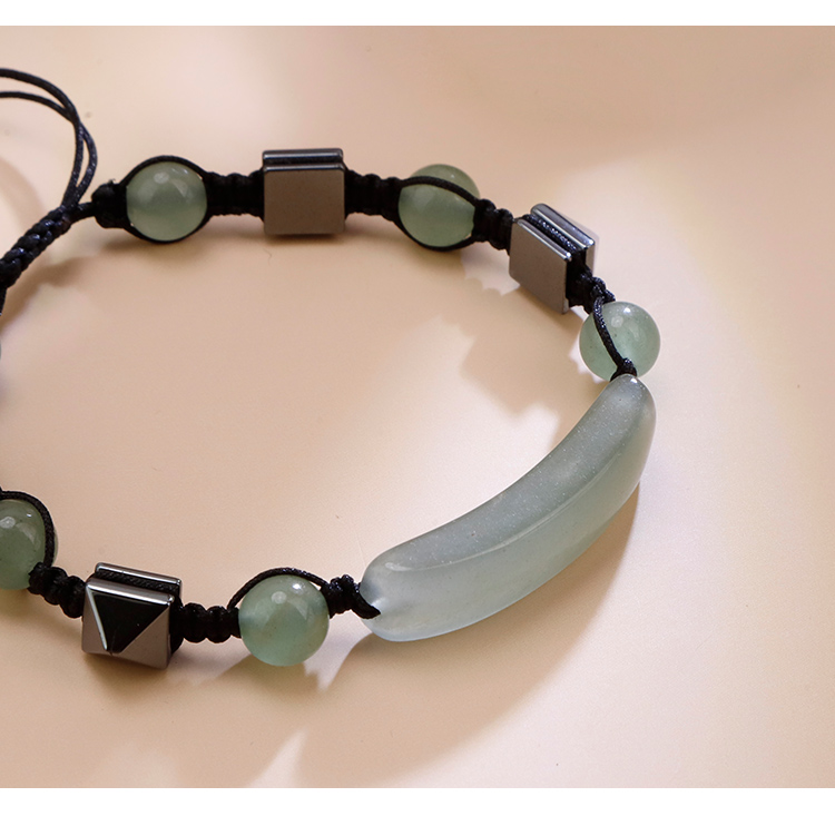 Adjustable Natural Stone Beaded Bracelet with Metal Cone Adjustable Natural Stone Beaded Bracelet with Metal Cone