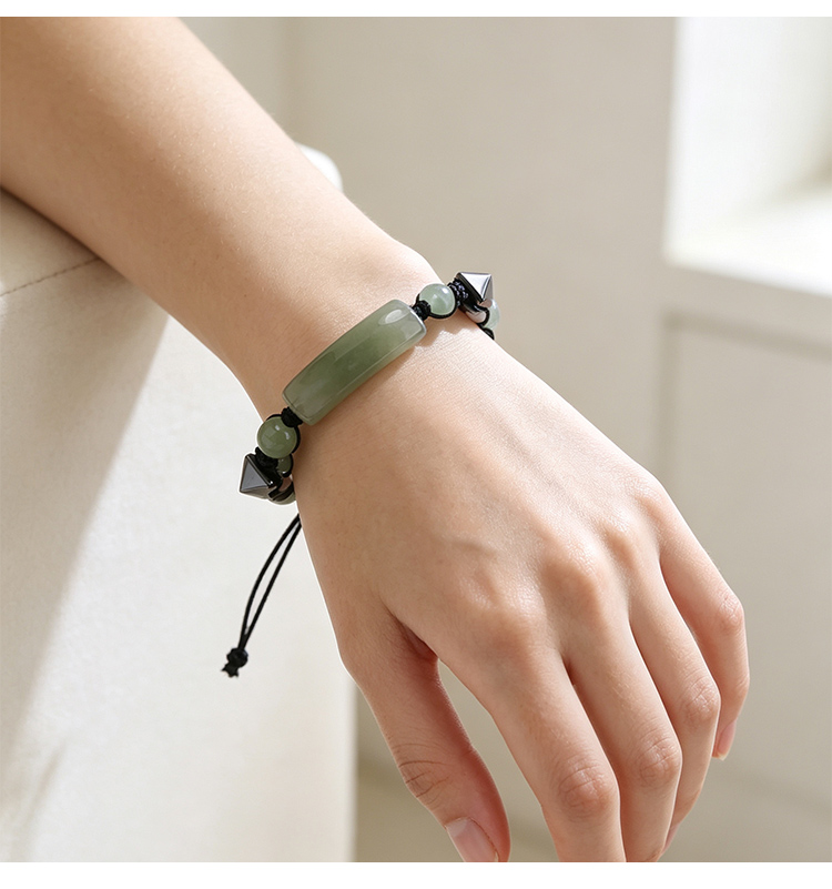 Adjustable Natural Stone Beaded Bracelet with Metal Cone Adjustable Natural Stone Beaded Bracelet with Metal Cone