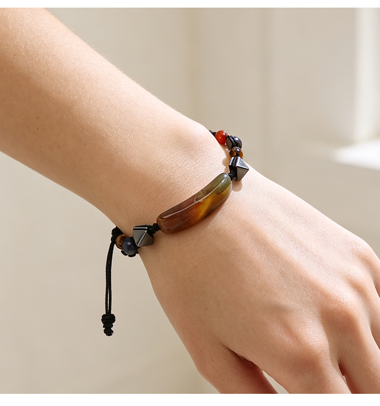 Natural Stone Pull-String Bracelet with Colorful Gemstone Beads Natural Stone Pull-String Bracelet with Colorful Gemstone Beads