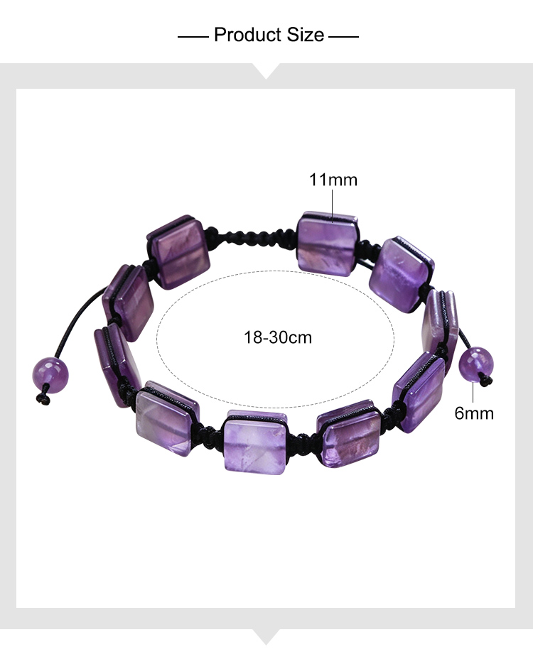 Natural Stone Square Bead Pull-String Bracelet – Adjustable Gemstone Bracelet Natural Stone Square Bead Pull-String Bracelet – Adjustable Gemstone Bracelet