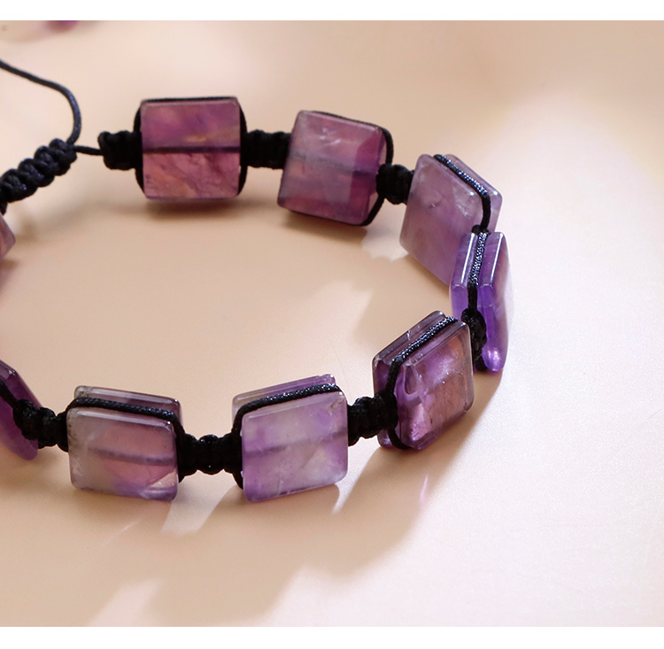Natural Stone Square Bead Pull-String Bracelet – Adjustable Gemstone Bracelet Natural Stone Square Bead Pull-String Bracelet – Adjustable Gemstone Bracelet