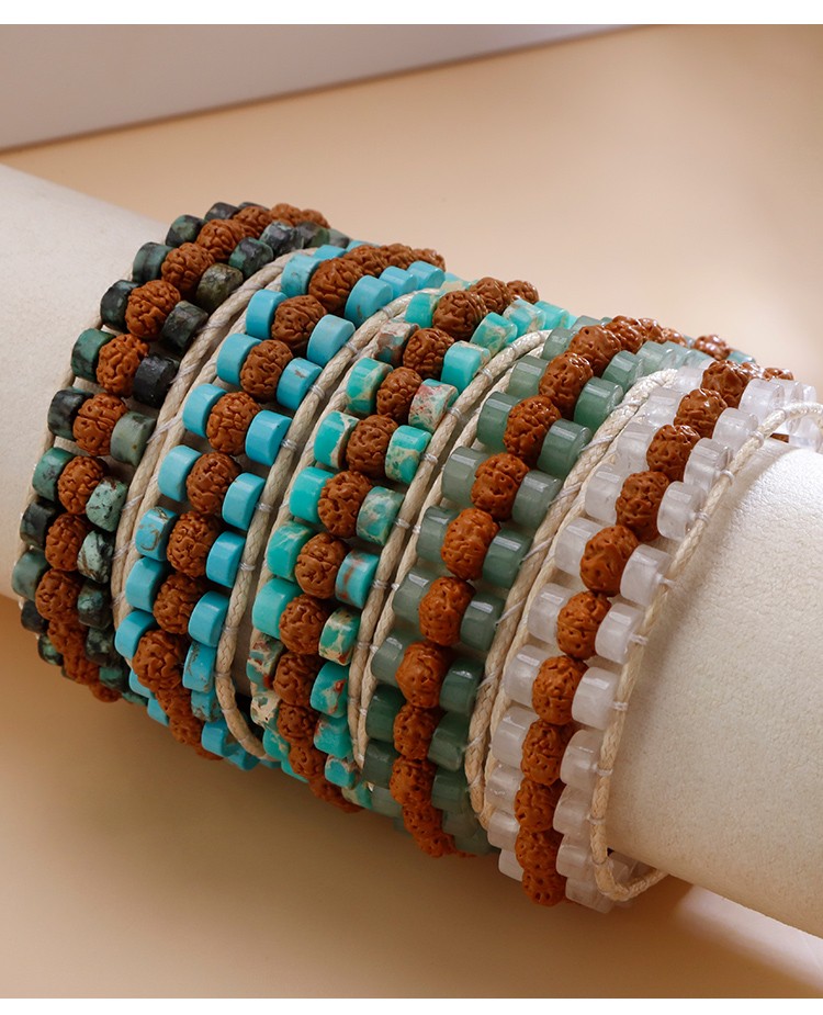 Natural Stone and Wood Bead Bracelet with Toggle Clasp Natural Stone and Wood Bead Bracelet with Toggle Clasp