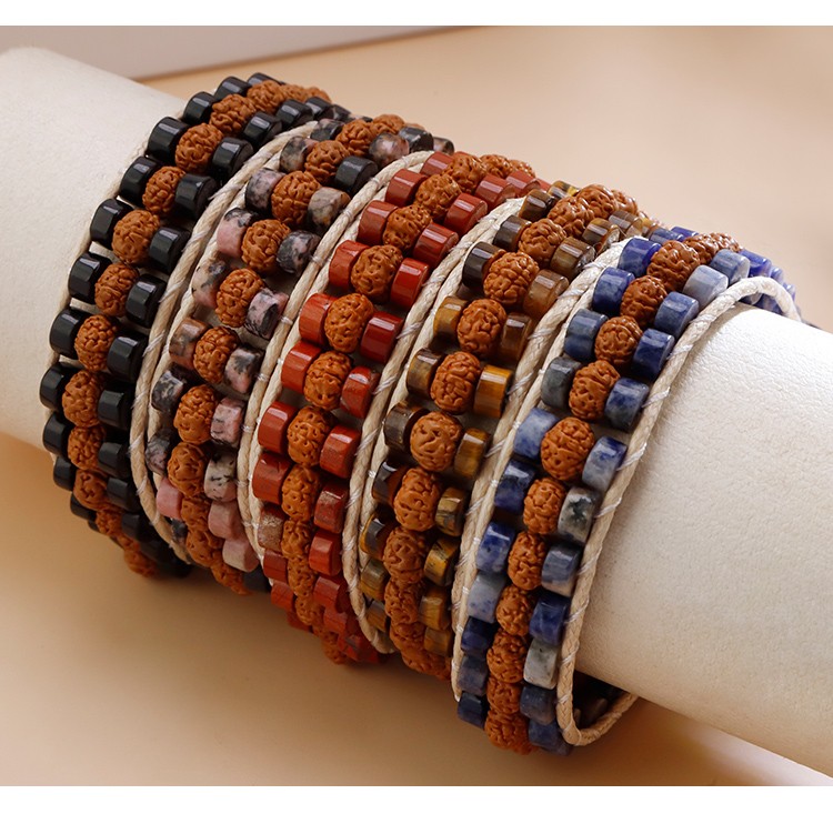 Natural Stone and Wood Bead Bracelet with Toggle Clasp Natural Stone and Wood Bead Bracelet with Toggle Clasp