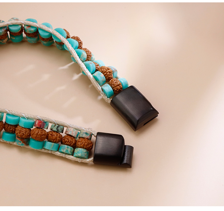 Natural Stone and Wood Bead Bracelet with Toggle Clasp Natural Stone and Wood Bead Bracelet with Toggle Clasp