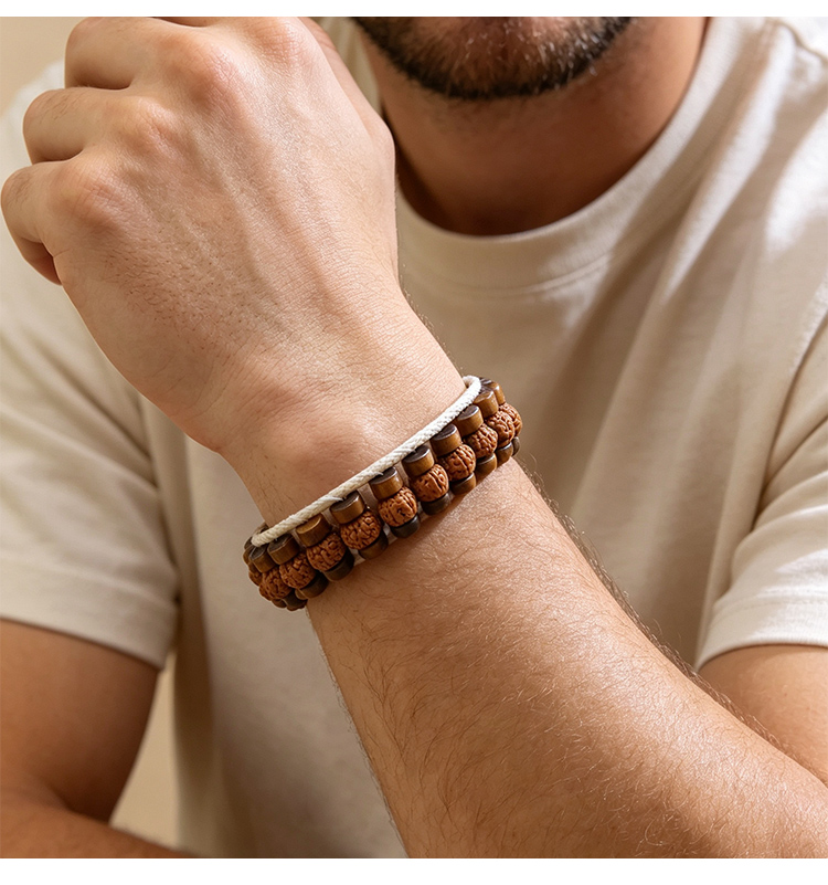 Natural Stone and Wood Bead Bracelet with Toggle Clasp Natural Stone and Wood Bead Bracelet with Toggle Clasp
