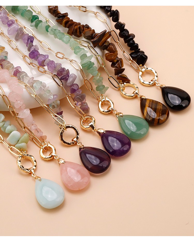 Natural Stone Teardrop Pendant Necklace Natural Stone Teardrop Pendant Necklace