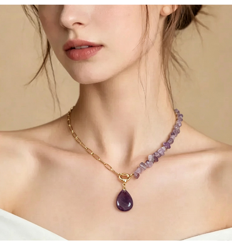 Natural Stone Teardrop Pendant Necklace Natural Stone Teardrop Pendant Necklace