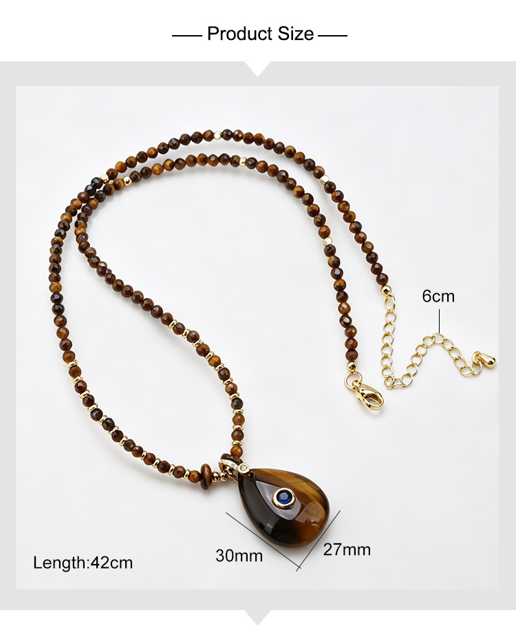 Natural Stone Teardrop Pendant Necklace with Sparkling Clasp Natural Stone Teardrop Pendant Necklace with Sparkling Clasp